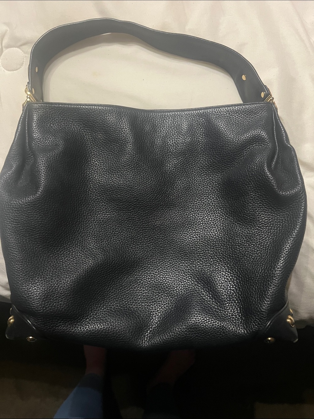 Michael Kors Black Pebbled Leather Shoulder Hobo